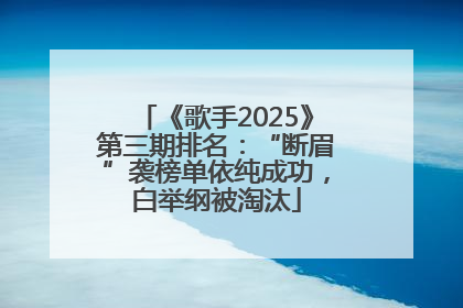 《歌手2025》第三期排名：“断眉”袭榜单依纯成功，白举纲被淘汰