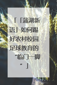 「蒲湖新语」如何踢好农村校园足球教育的“临门一脚”