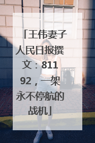 王伟妻子人民日报撰文：81192，一架永不停航的战机