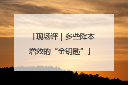 现场评｜多些降本增效的“金钥匙”
