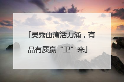灵秀山湾活力涌，有品有质赢“卫”来