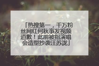 热搜第一，千万粉丝网红何秋亊发视频道歉！此前被指演唱会造型抄袭汪苏泷