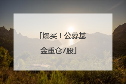 爆买！公募基金重仓7股