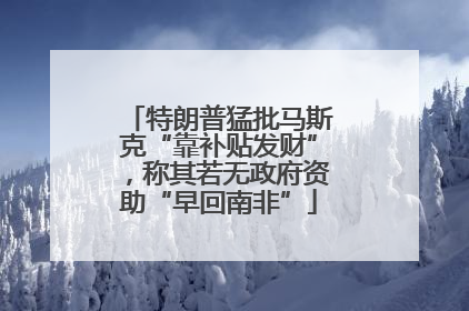 特朗普猛批马斯克“靠补贴发财”，称其若无政府资助“早回南非”
