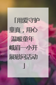 用爱守护童真，用心温暖童年 峨眉一小开展慰问活动