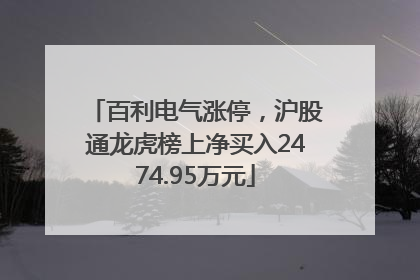 百利电气涨停，沪股通龙虎榜上净买入2474.95万元