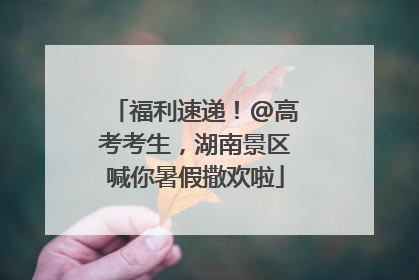 福利速递！@高考考生，湖南景区喊你暑假撒欢啦