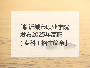 临沂城市职业学院发布2025年高职（专科）招生简章