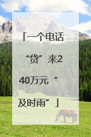 一个电话“贷”来240万元“及时雨”