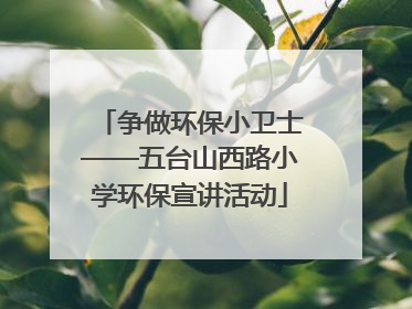 争做环保小卫士——五台山西路小学环保宣讲活动