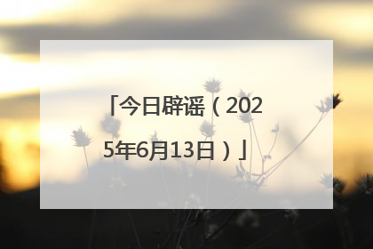 今日辟谣（2025年6月13日）