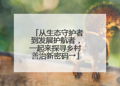 从生态守护者到发展护航者，一起来探寻乡村善治新密码→