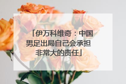 伊万科维奇：中国男足出局自己会承担非常大的责任