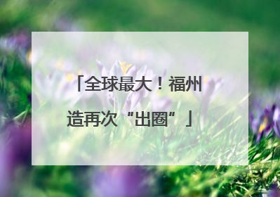 全球最大！福州造再次“出圈”