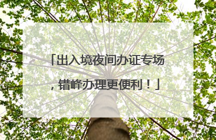 出入境夜间办证专场，错峰办理更便利！