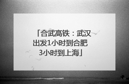 合武高铁：武汉出发1小时到合肥3小时到上海