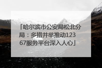 哈尔滨市公安局松北分局：多措并举推动12367服务平台深入人心