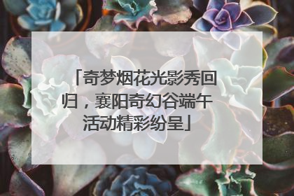 奇梦烟花光影秀回归，襄阳奇幻谷端午活动精彩纷呈