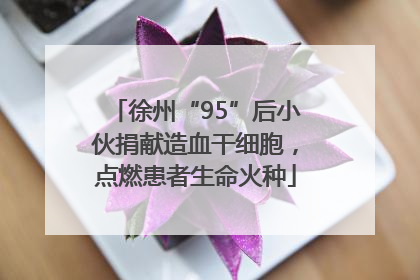 徐州“95”后小伙捐献造血干细胞，点燃患者生命火种