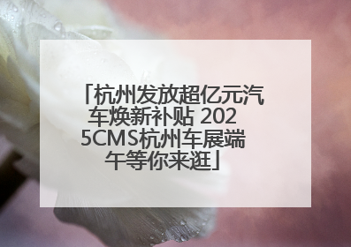 杭州发放超亿元汽车焕新补贴 2025CMS杭州车展端午等你来逛