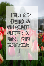 晋江文学《耀眼》改编电视剧开机官宣：关晓彤、李昀锐领衔主演