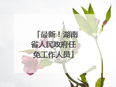 最新！湖南省人民政府任免工作人员