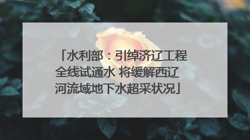 水利部：引绰济辽工程全线试通水 将缓解西辽河流域地下水超采状况