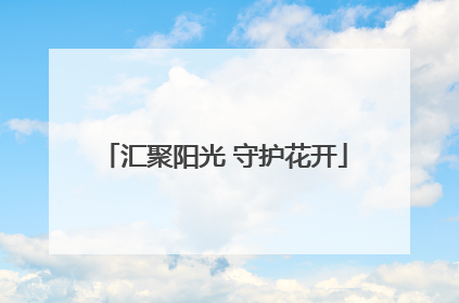 汇聚阳光 守护花开