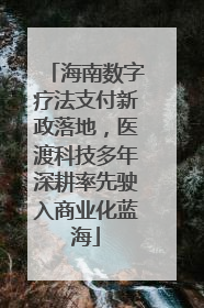 海南数字疗法支付新政落地，医渡科技多年深耕率先驶入商业化蓝海