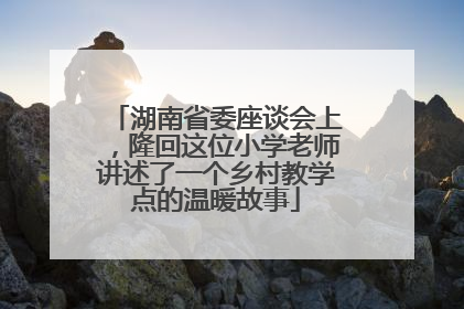 湖南省委座谈会上，隆回这位小学老师讲述了一个乡村教学点的温暖故事