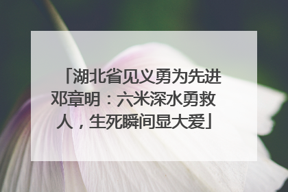 湖北省见义勇为先进邓章明：六米深水勇救人，生死瞬间显大爱