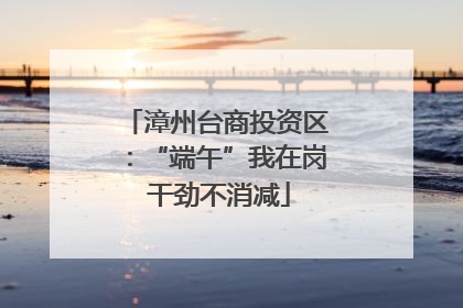 漳州台商投资区：“端午”我在岗 干劲不消减