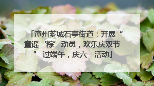 漳州芗城石亭街道：开展“童谣‘粽’动员，欢乐庆双节” 过端午，庆六一活动
