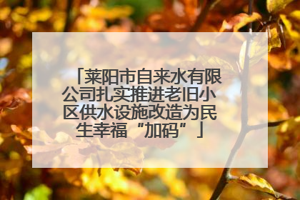 莱阳市自来水有限公司扎实推进老旧小区供水设施改造为民生幸福“加码”