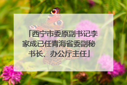 西宁市委原副书记李家成已任青海省委副秘书长、办公厅主任