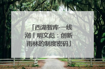 西湖智库·一线潮丨明文彪：创新雨林的制度密码