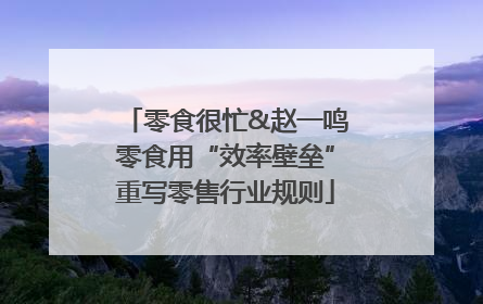 零食很忙&赵一鸣零食用“效率壁垒”重写零售行业规则