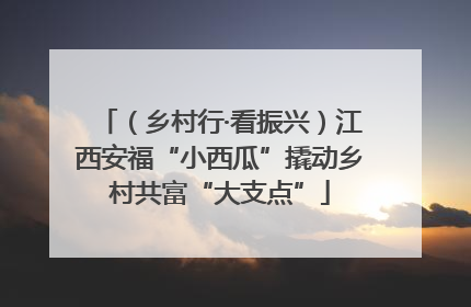 （乡村行·看振兴）江西安福“小西瓜”撬动乡村共富“大支点”